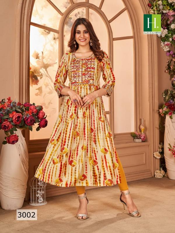 Hirwa Shibori Vol 3 Nyra Cut Rayon Designer Long Kurti Collection